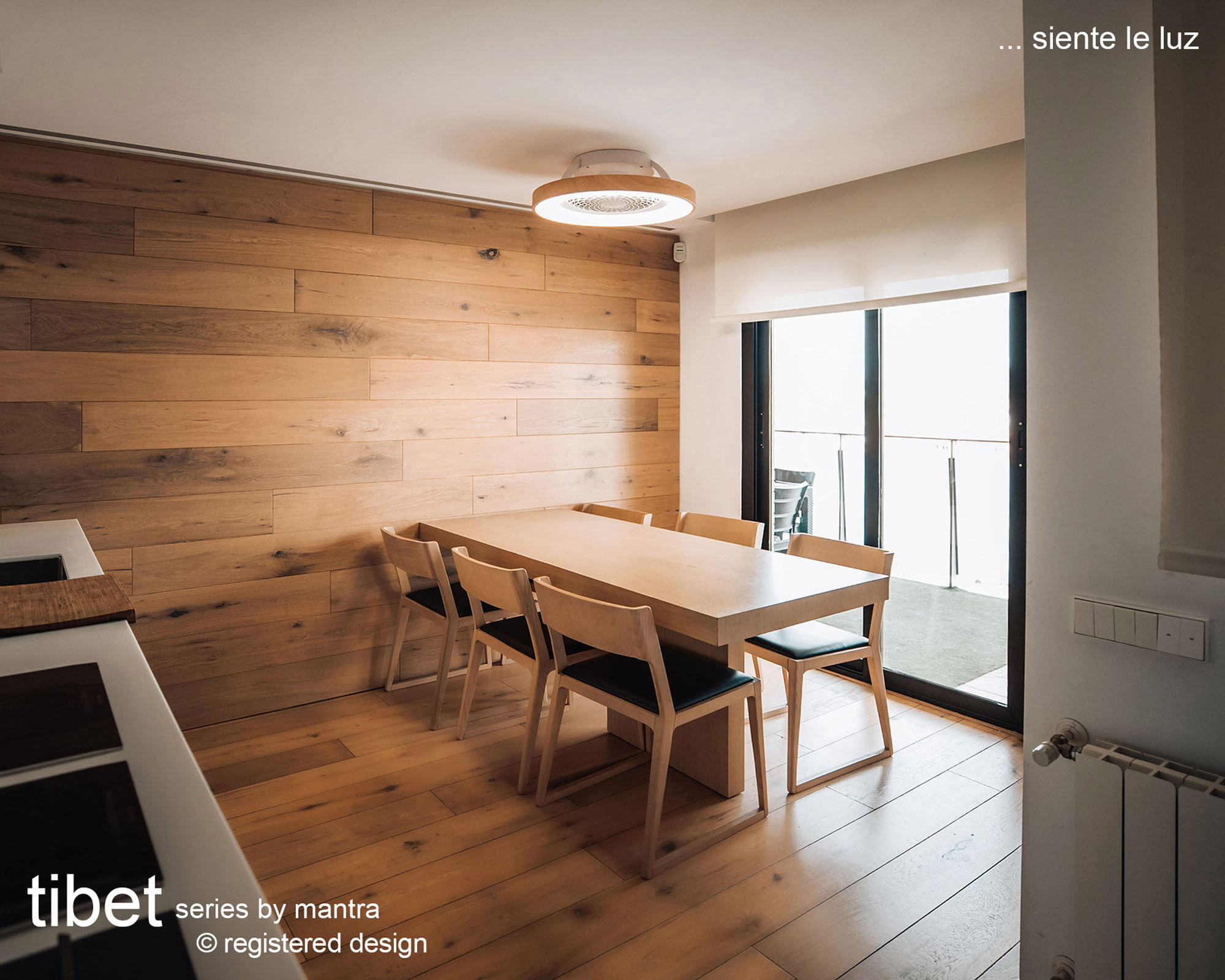 Tibet 70W LED Dimmable Ceiling Light & Fan, Remote / APP / Voice Controlled Wood Effect/Black M7127  Mantra Tibet